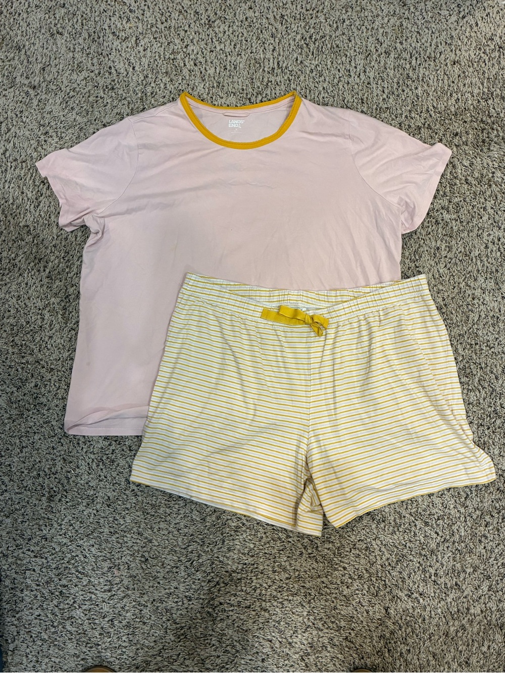 Lands’ End Sleep Tee and Shorts Set — Pink and Yellow | Size 1X (Good)